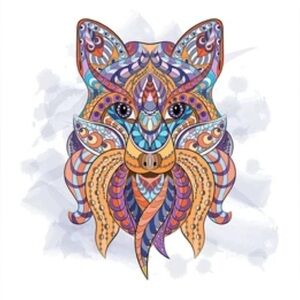 Colorful Fox wolf wooden puzzle medium A4